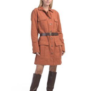 NEW HYFVE Button Down Mini Utility Dress in rust for women 825 2m1